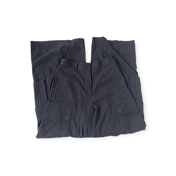 Anthropologie TwentySixHundred Navy Striped Wide Leg Dress Pants SZ 6 High Waist - Picture 13 of 14